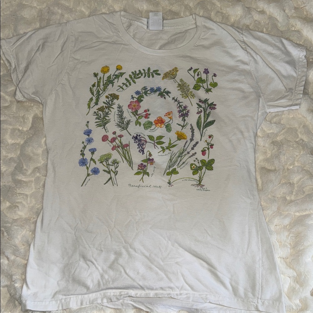 Floral Graphic White T-Shirt by  Liberty Organics
Made in USA - Picture 2 of 5